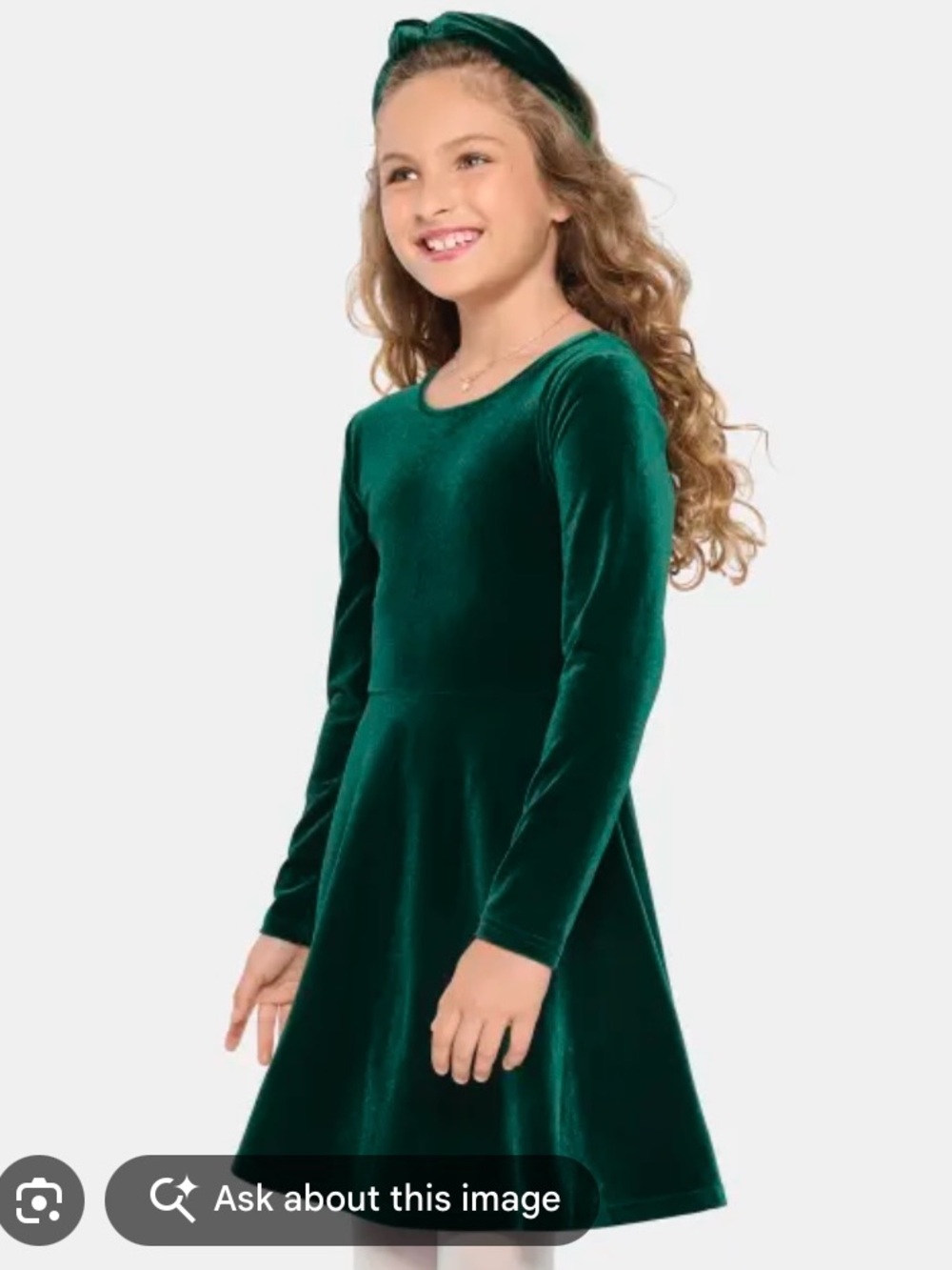 EUC The Children’s Place Girls Velour Scoop-Back Skater Dress - 14 (XL) Emerald